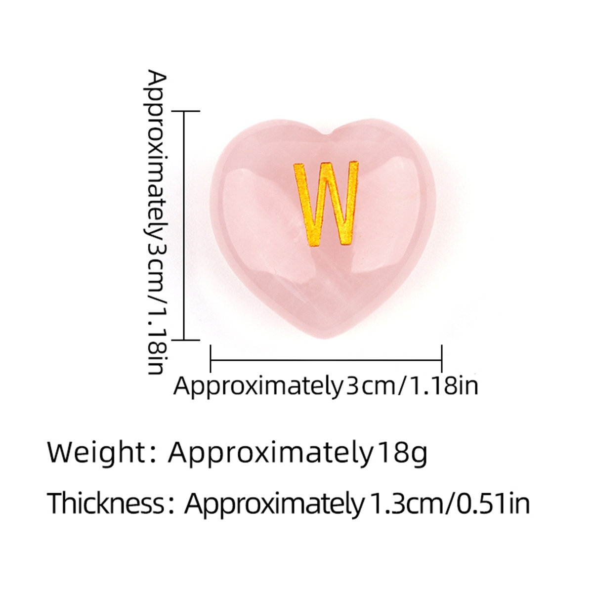 30MM Love Heart Rose Quartz Craved Letter for Home & Office Decoration