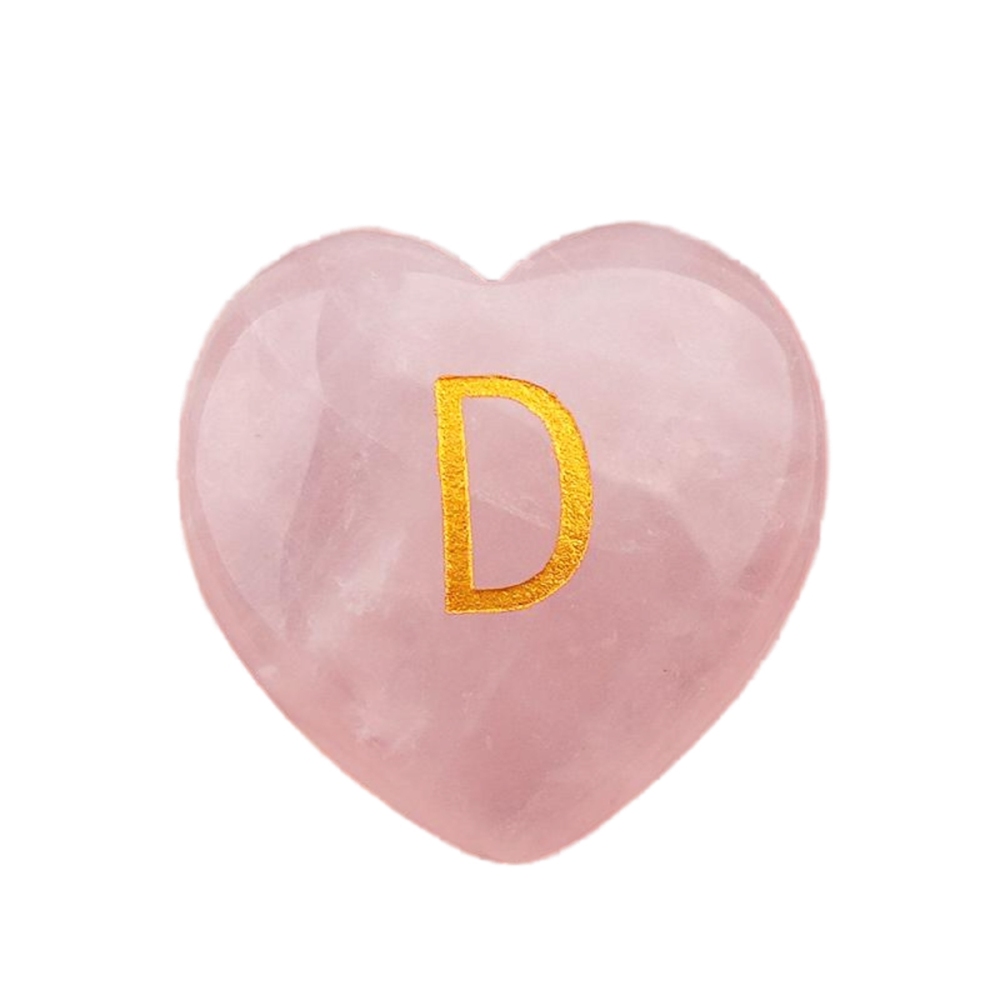 30MM Love Heart Rose Quartz Craved Letter for Home & Office Decoration