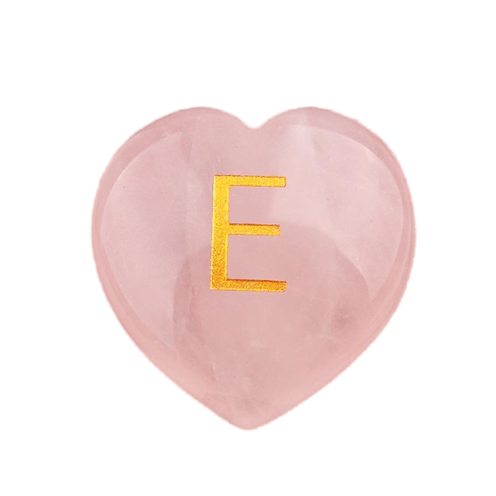 30MM Love Heart Rose Quartz Craved Letter for Home & Office Decoration