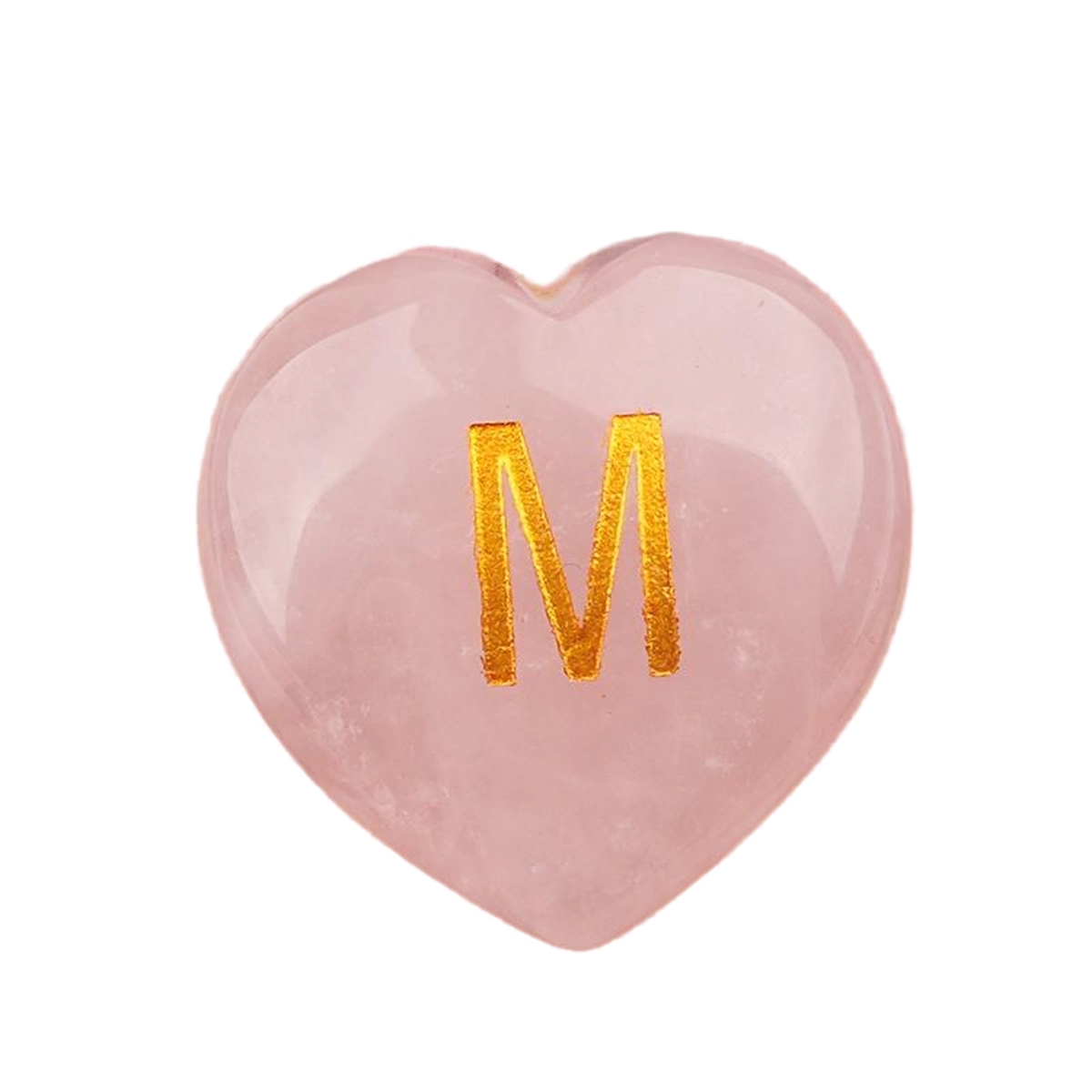 30MM Love Heart Rose Quartz Craved Letter for Home & Office Decoration