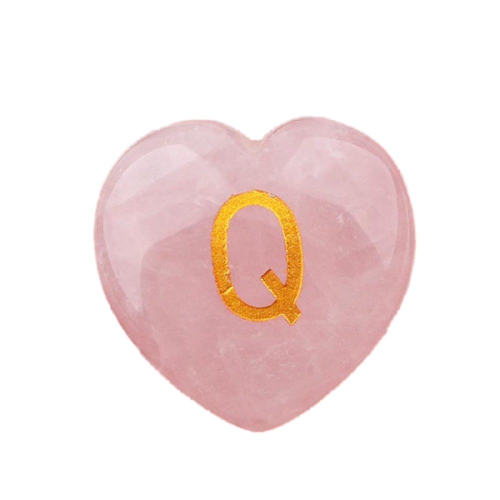 30MM Love Heart Rose Quartz Craved Letter for Home & Office Decoration