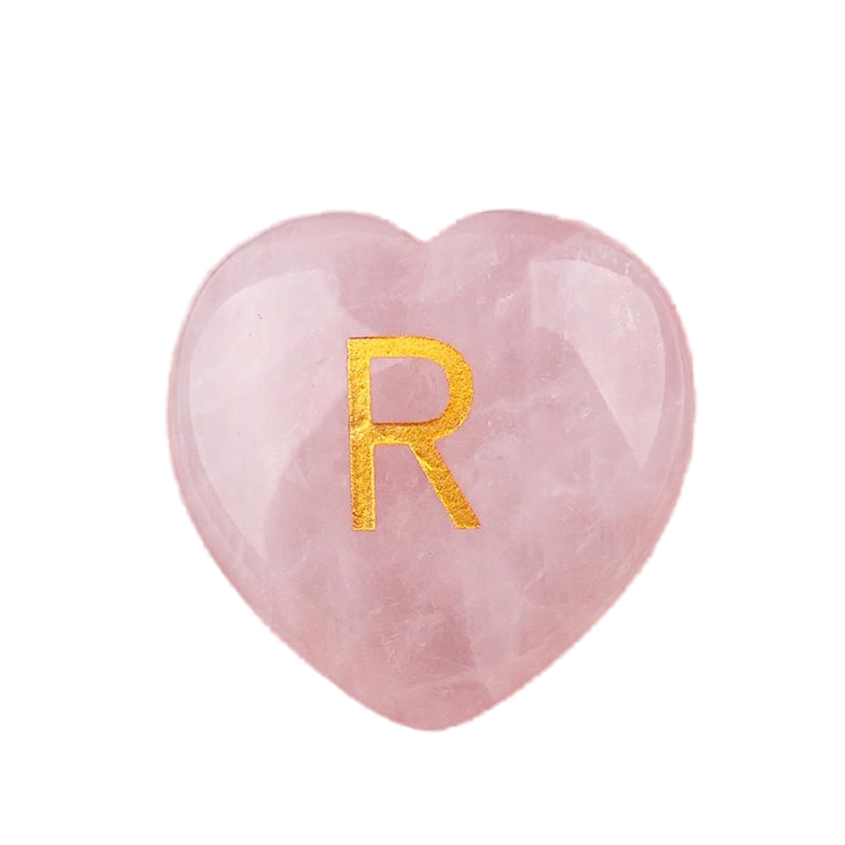 30MM Love Heart Rose Quartz Craved Letter for Home & Office Decoration