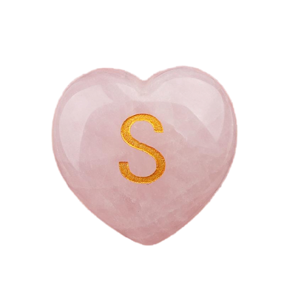 30MM Love Heart Rose Quartz Craved Letter for Home & Office Decoration