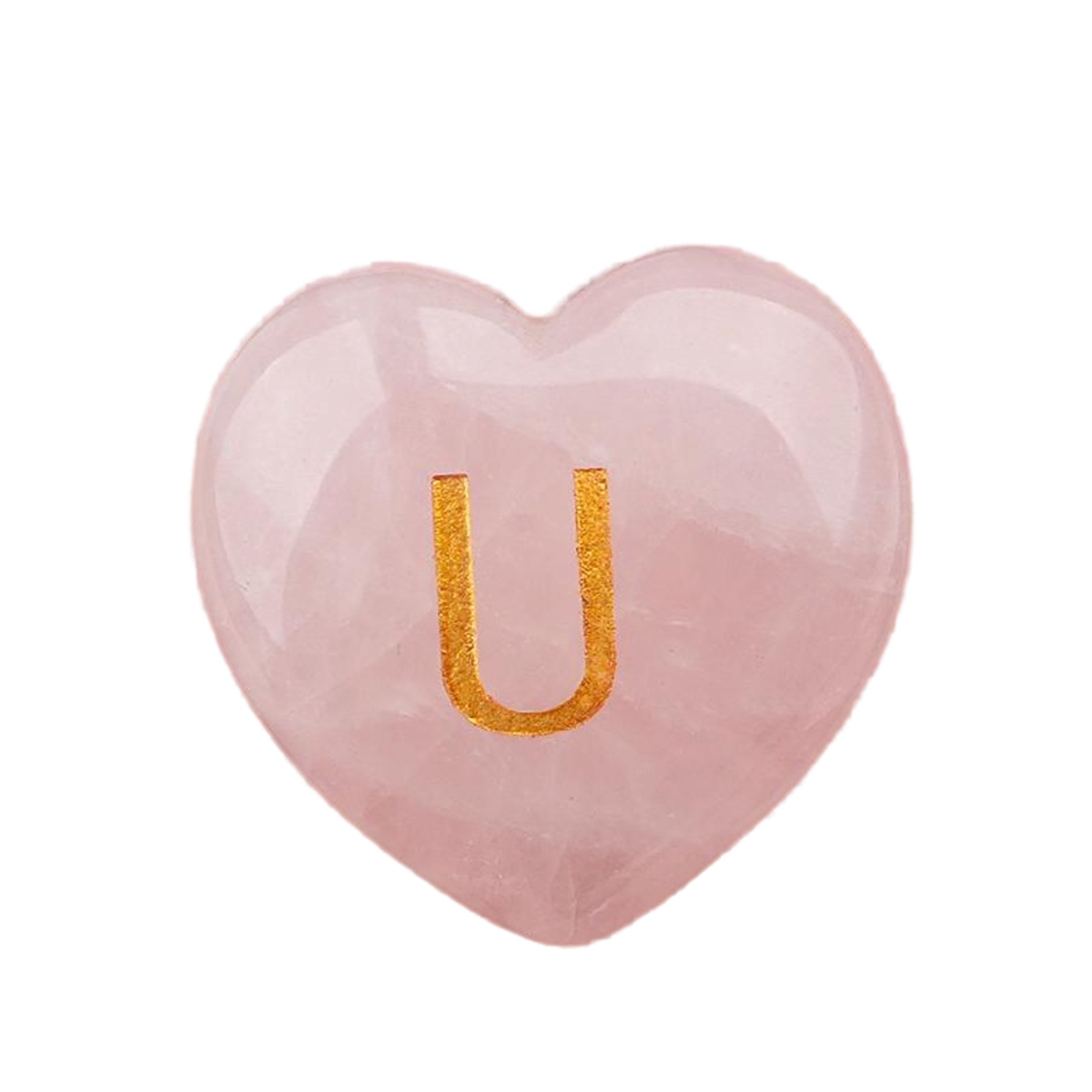 30MM Love Heart Rose Quartz Craved Letter for Home & Office Decoration