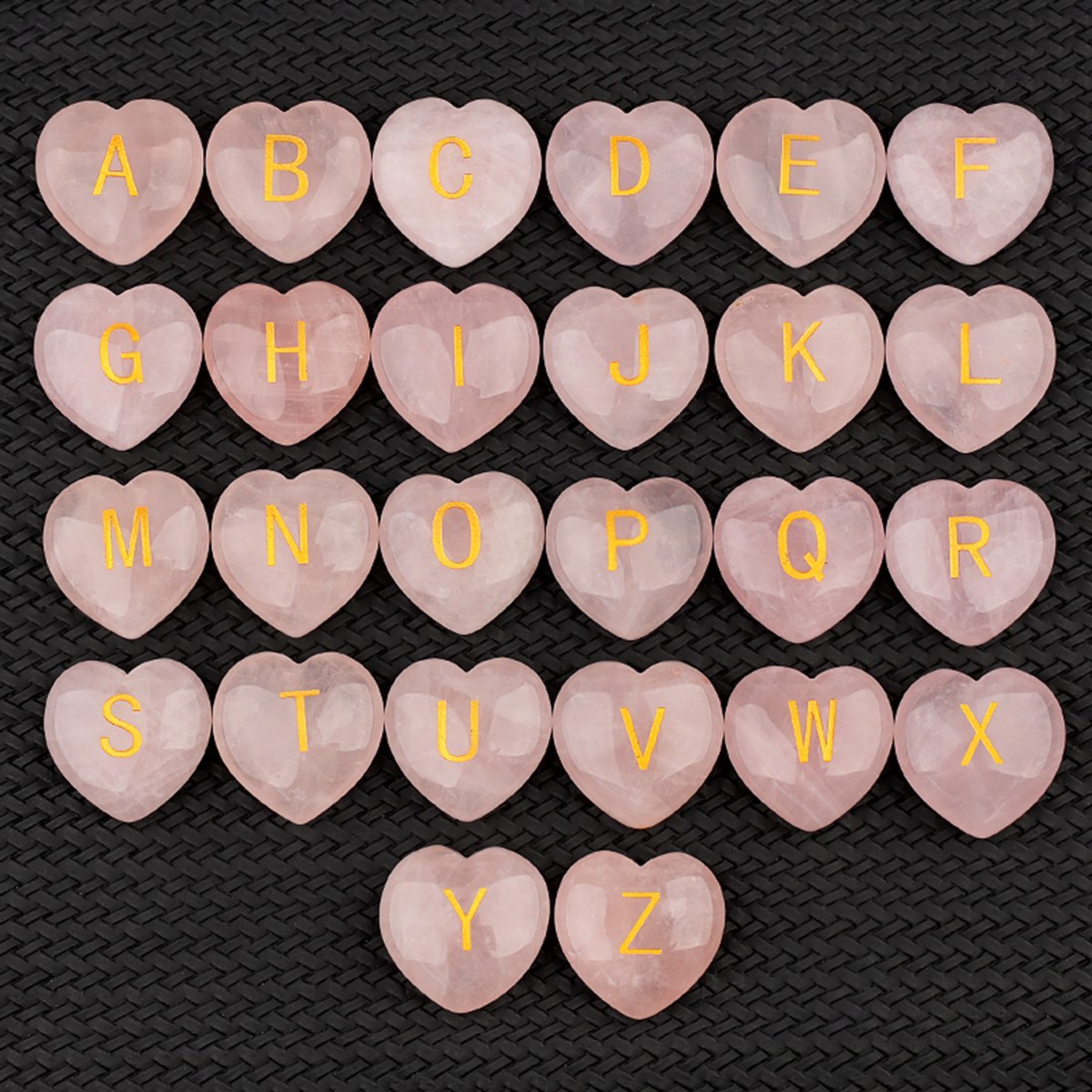 30MM Love Heart Rose Quartz Craved Letter for Home & Office Decoration