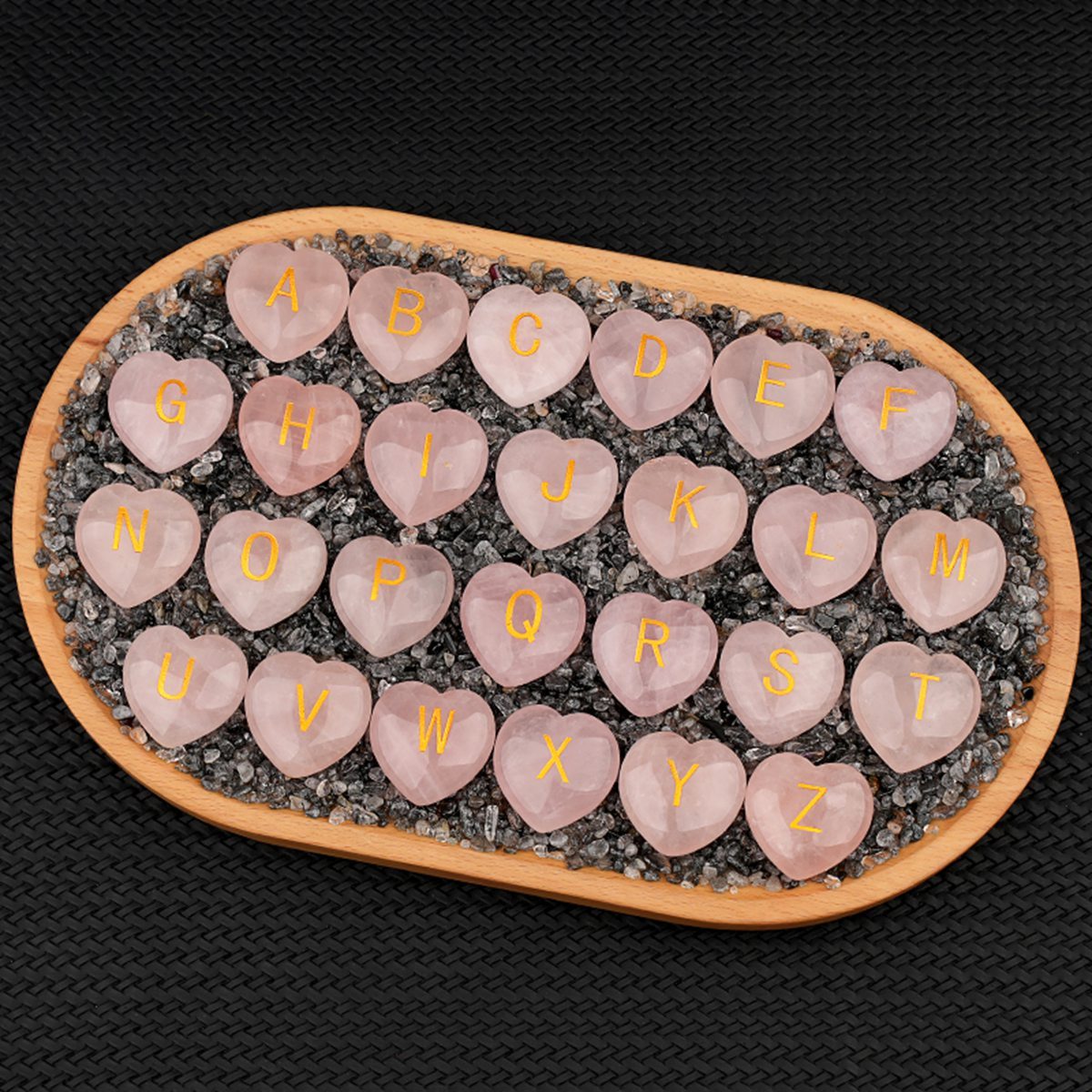 30MM Love Heart Rose Quartz Craved Letter for Home & Office Decoration