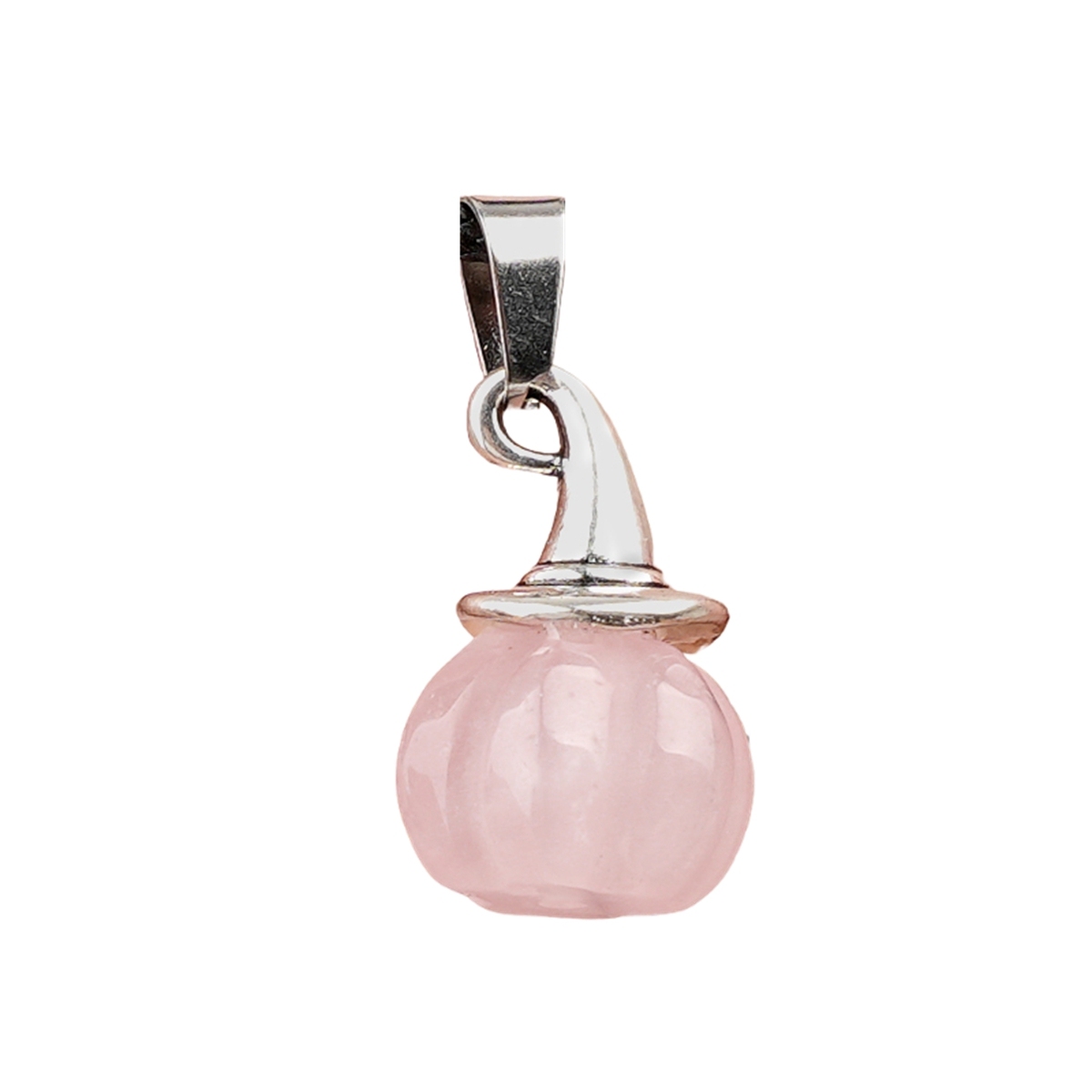 Silver Mini Pumpkin Wizard Hat Gemstone Pendant