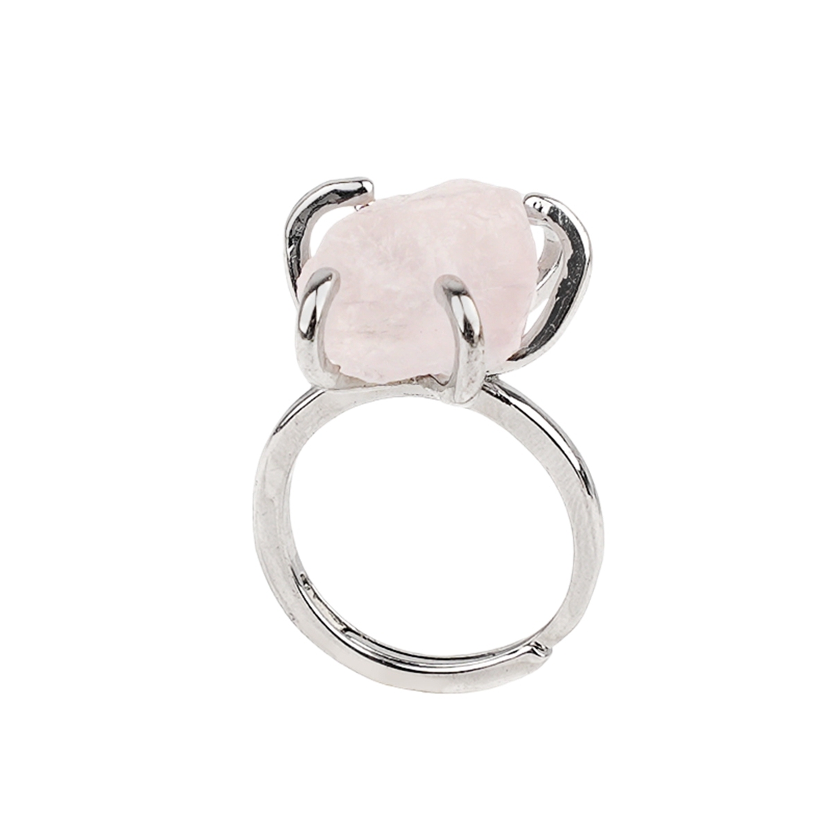 Raw Crystal Silver Adjustable Gemstone Rings for Women Girls