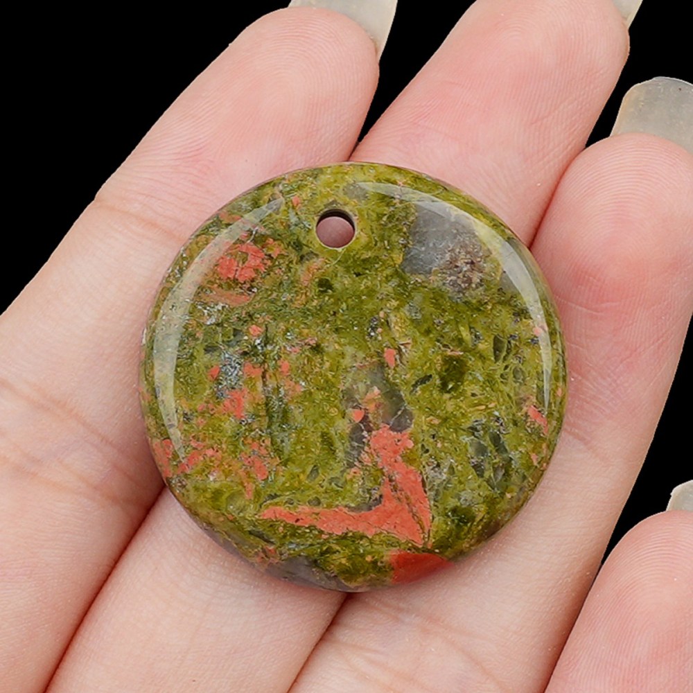 30MM Flat Round Gemstone Disc Pendant for Making Jewelry