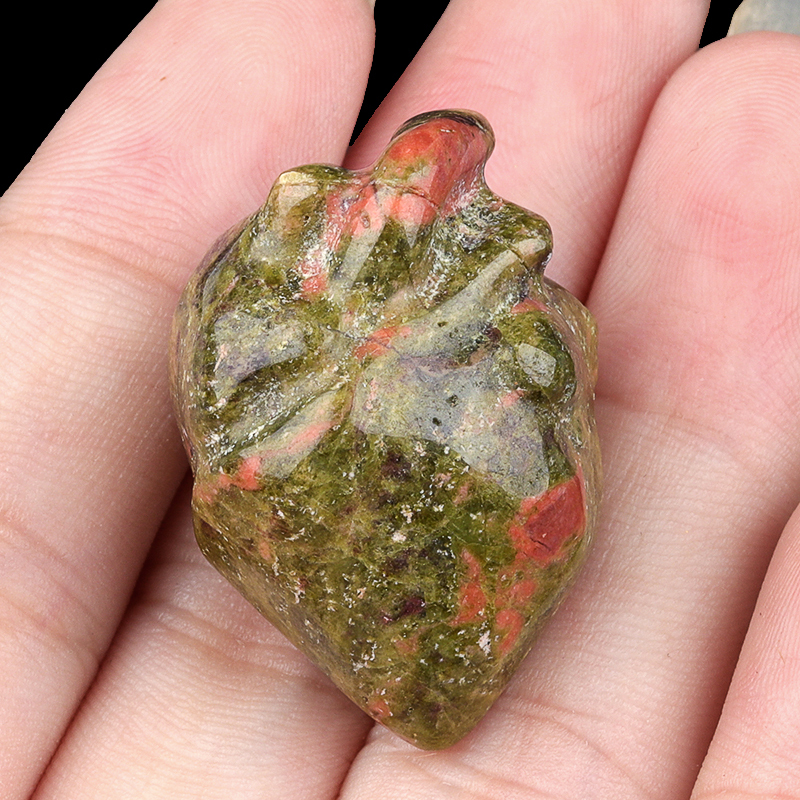 Handmade Craved Heart Shape Gemstone Decoration