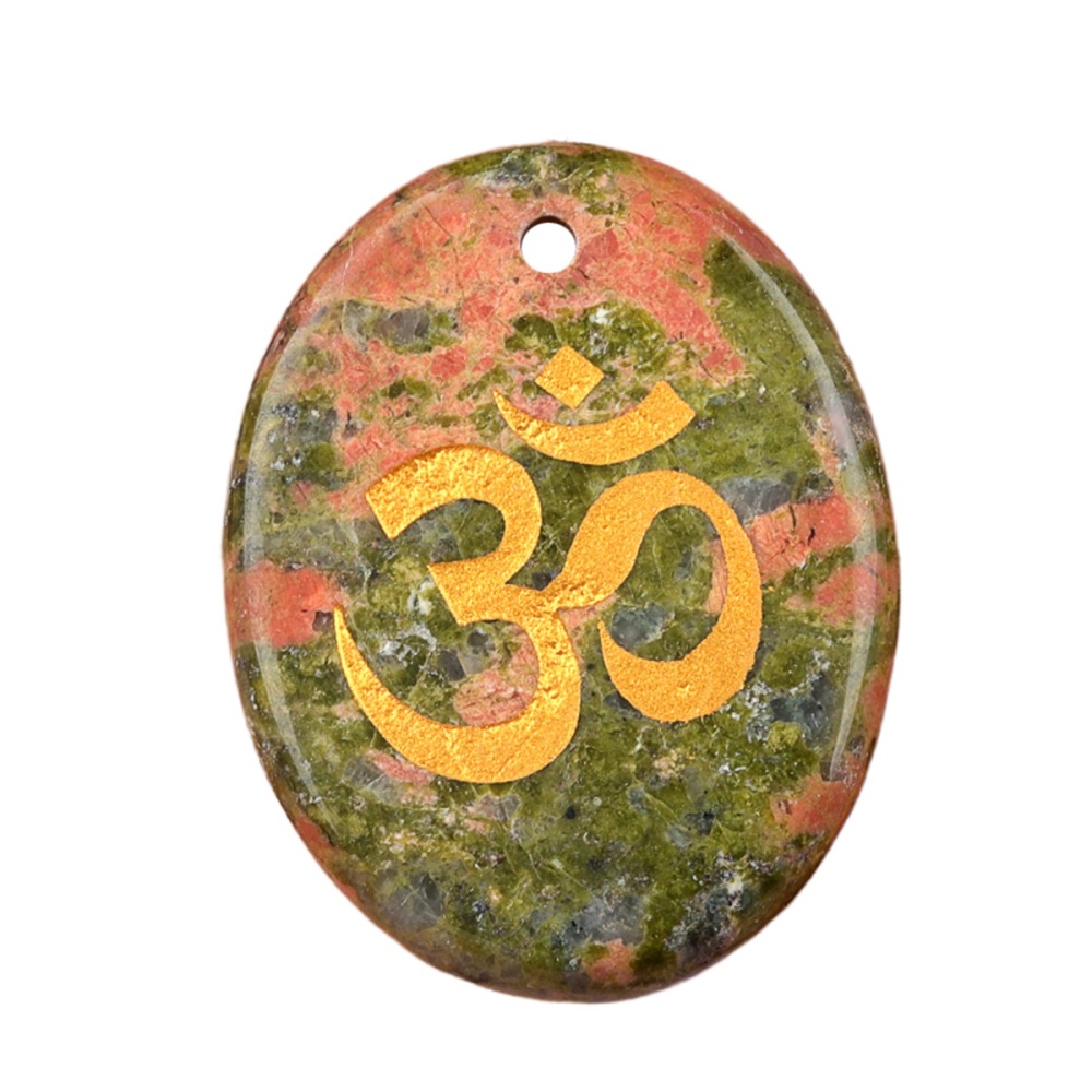 Oval Gemstone Pendant Craved Logo for Making Jewelry 35x45MM Stone Beads Healing Chakra Crystal