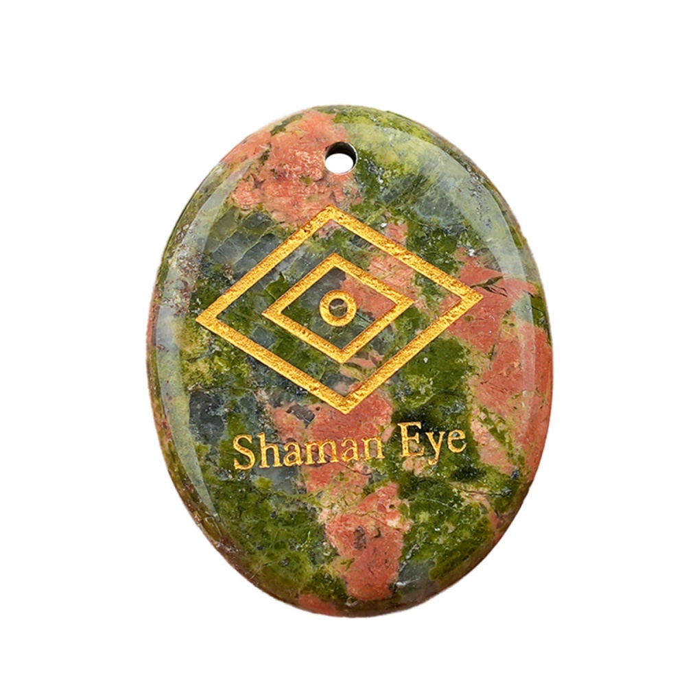 Oval Gemstone Pendant Craved Logo for Making Jewelry 35x45MM Stone Beads Healing Chakra Crystal