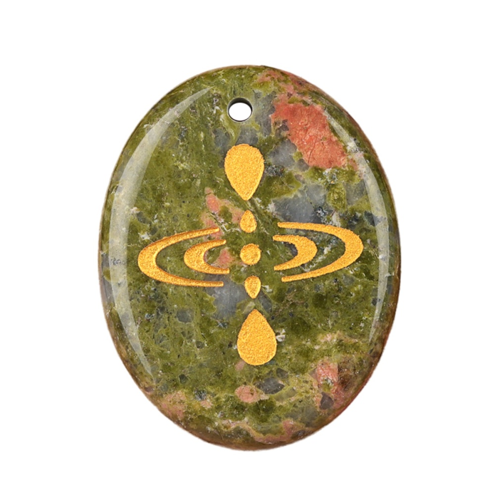 Oval Gemstone Pendant Craved Logo for Making Jewelry 35x45MM Stone Beads Healing Chakra Crystal