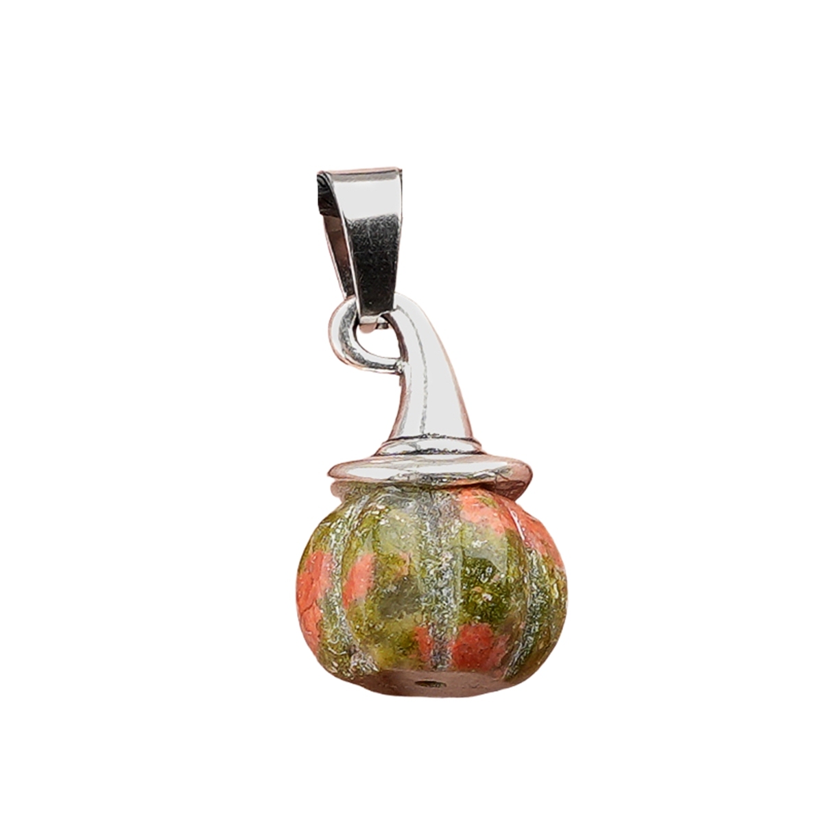 Silver Mini Pumpkin Wizard Hat Gemstone Pendant