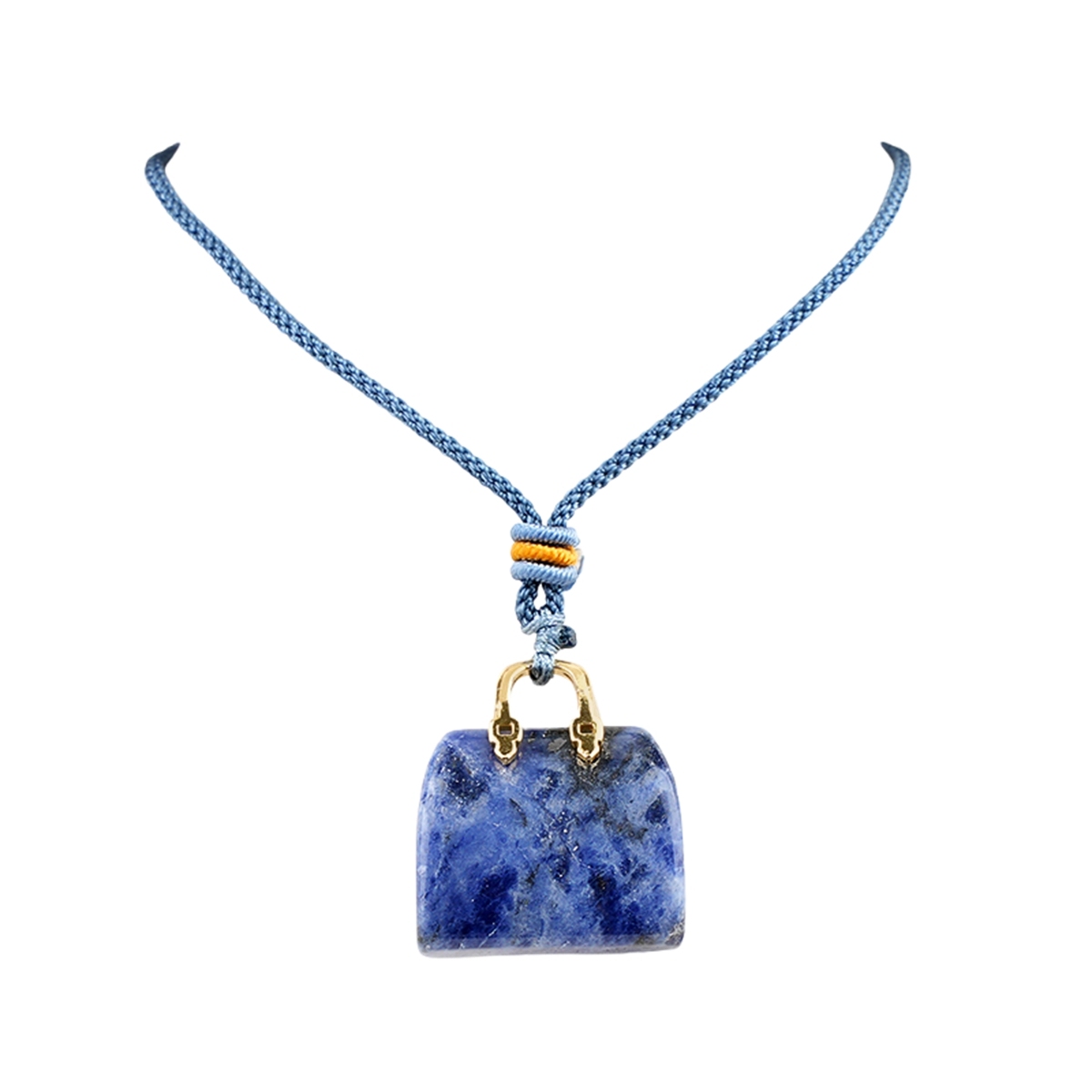 Gold Handbag Gemstone Pendant Necklace Adjustable Rope