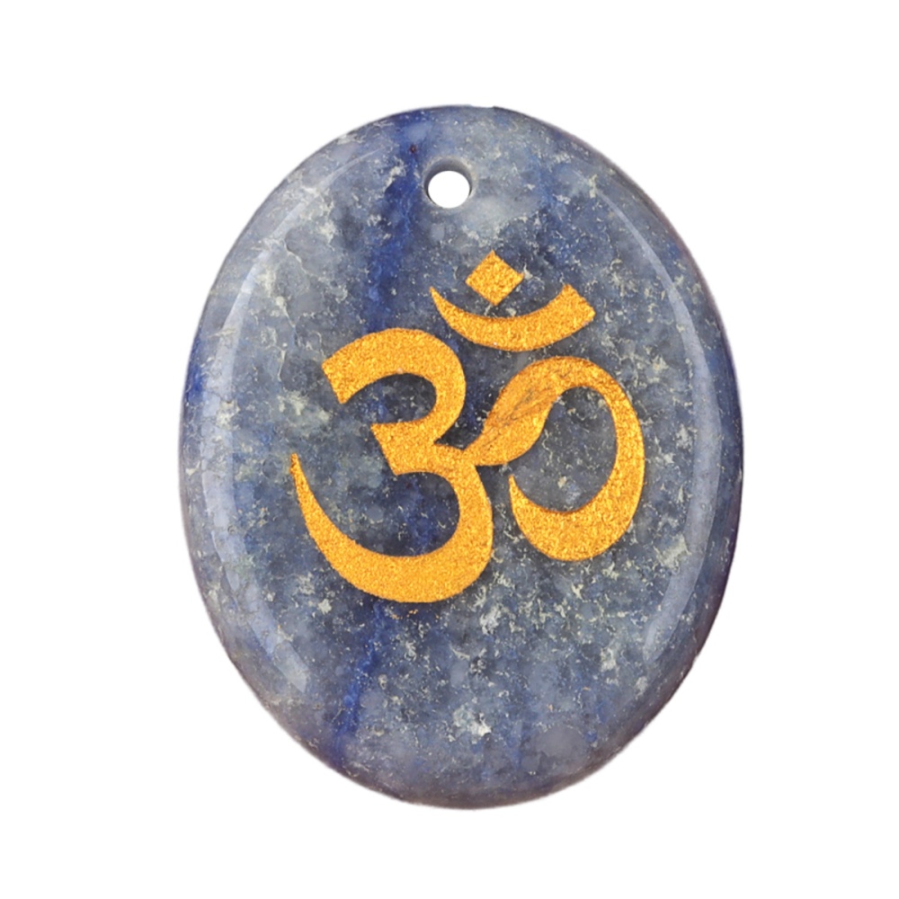 Oval Gemstone Pendant Craved Logo for Making Jewelry 35x45MM Stone Beads Healing Chakra Crystal