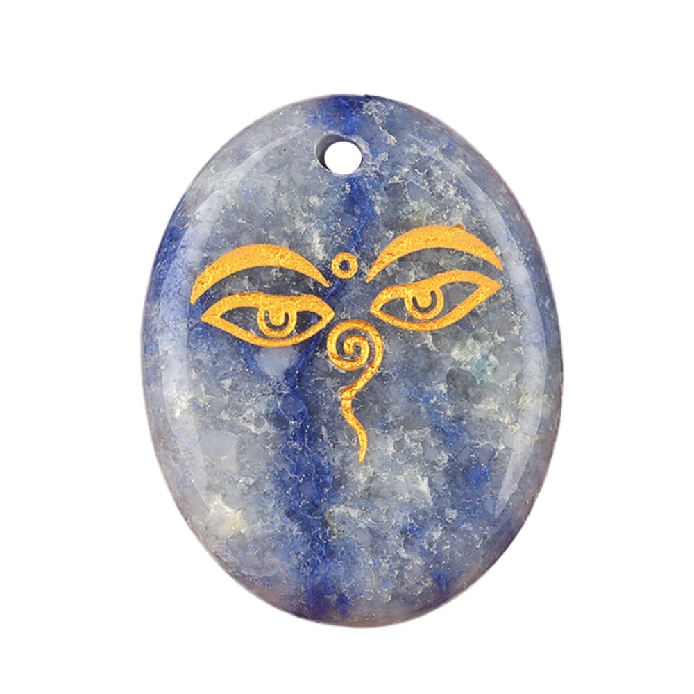 Oval Gemstone Pendant Craved Logo for Making Jewelry 35x45MM Stone Beads Healing Chakra Crystal