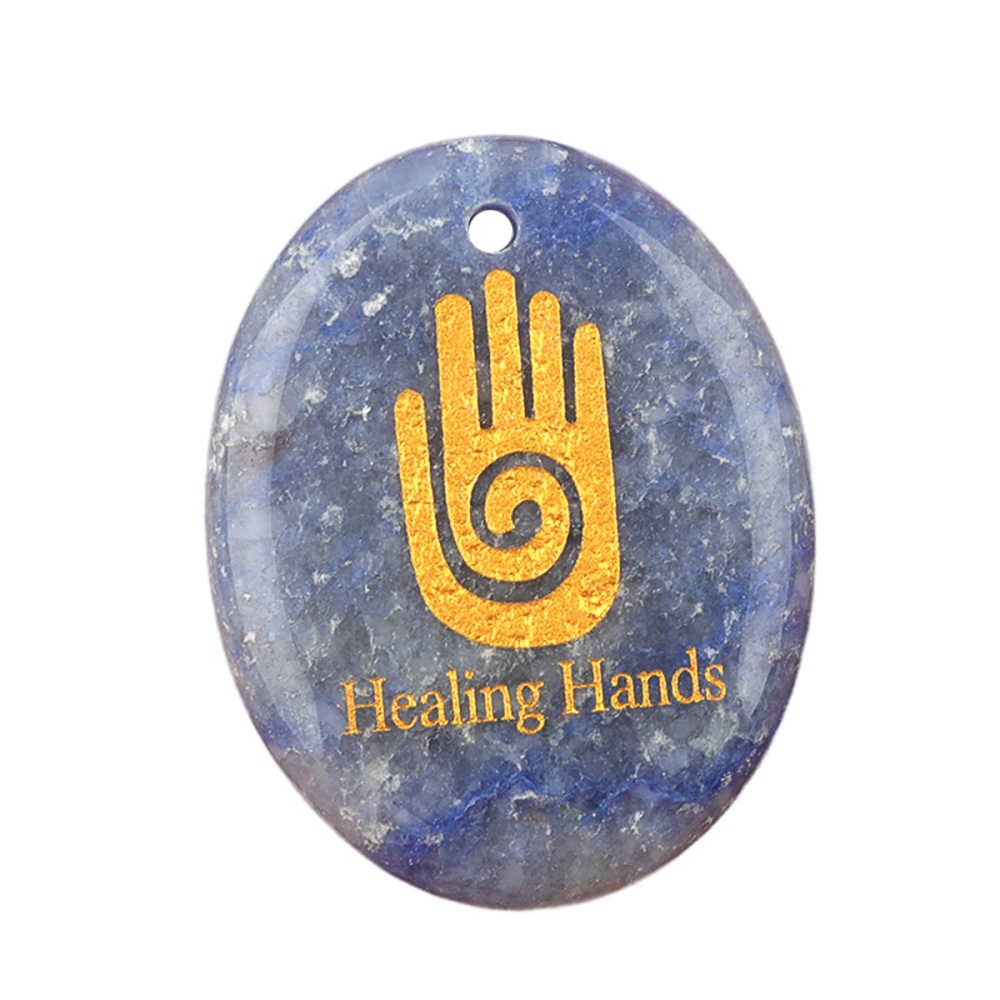 Oval Gemstone Pendant Craved Logo for Making Jewelry 35x45MM Stone Beads Healing Chakra Crystal
