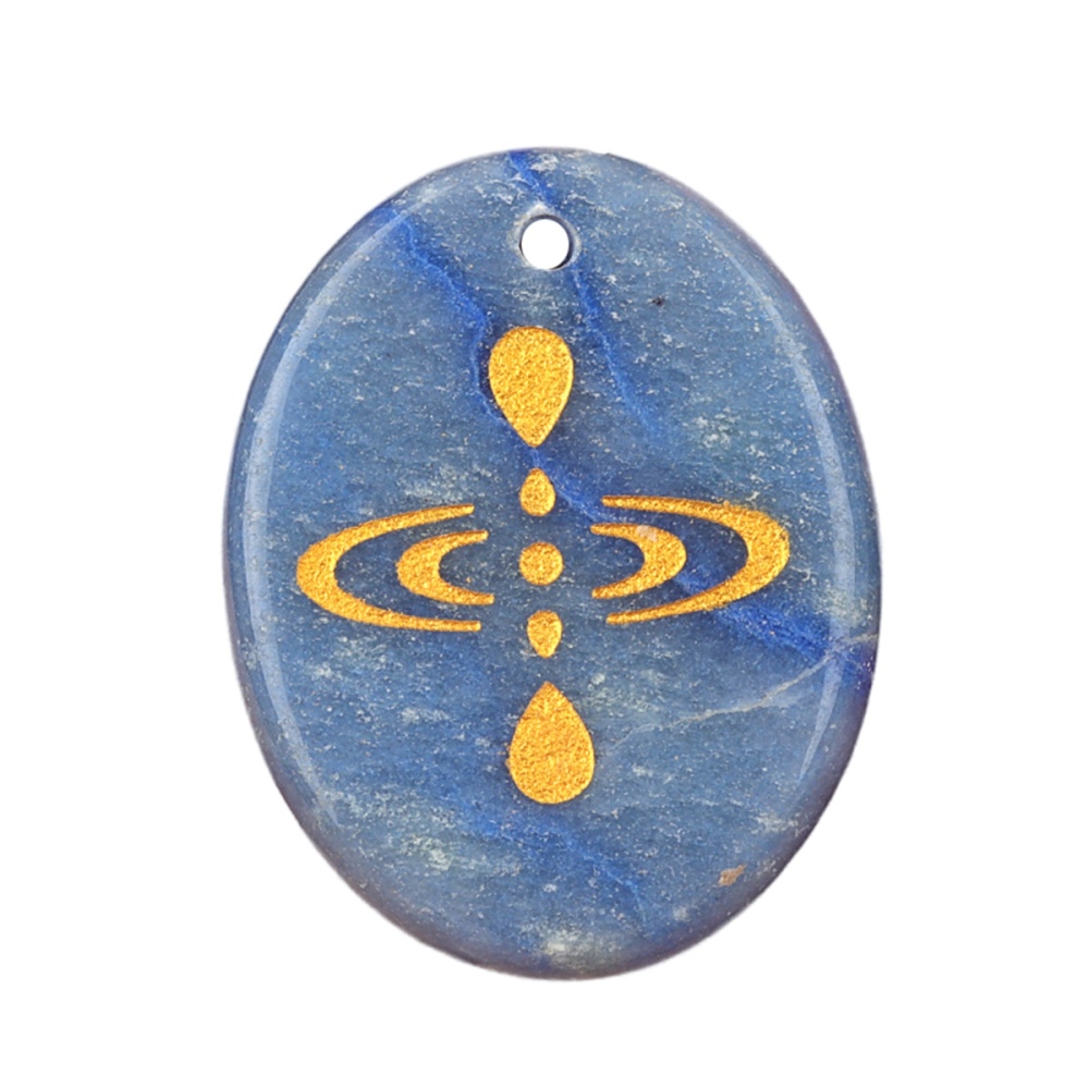 Oval Gemstone Pendant Craved Logo for Making Jewelry 35x45MM Stone Beads Healing Chakra Crystal