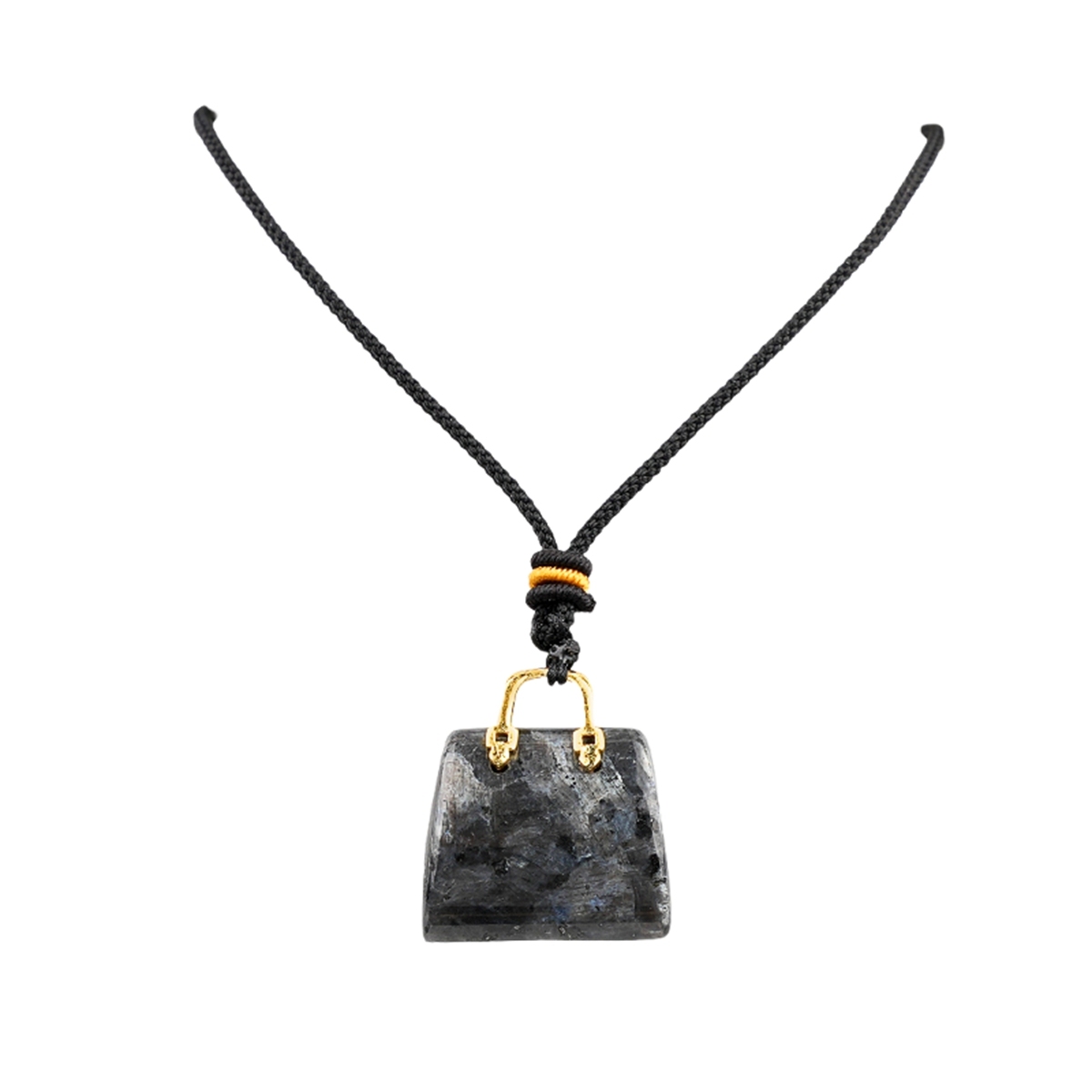 Gold Handbag Gemstone Pendant Necklace Adjustable Rope