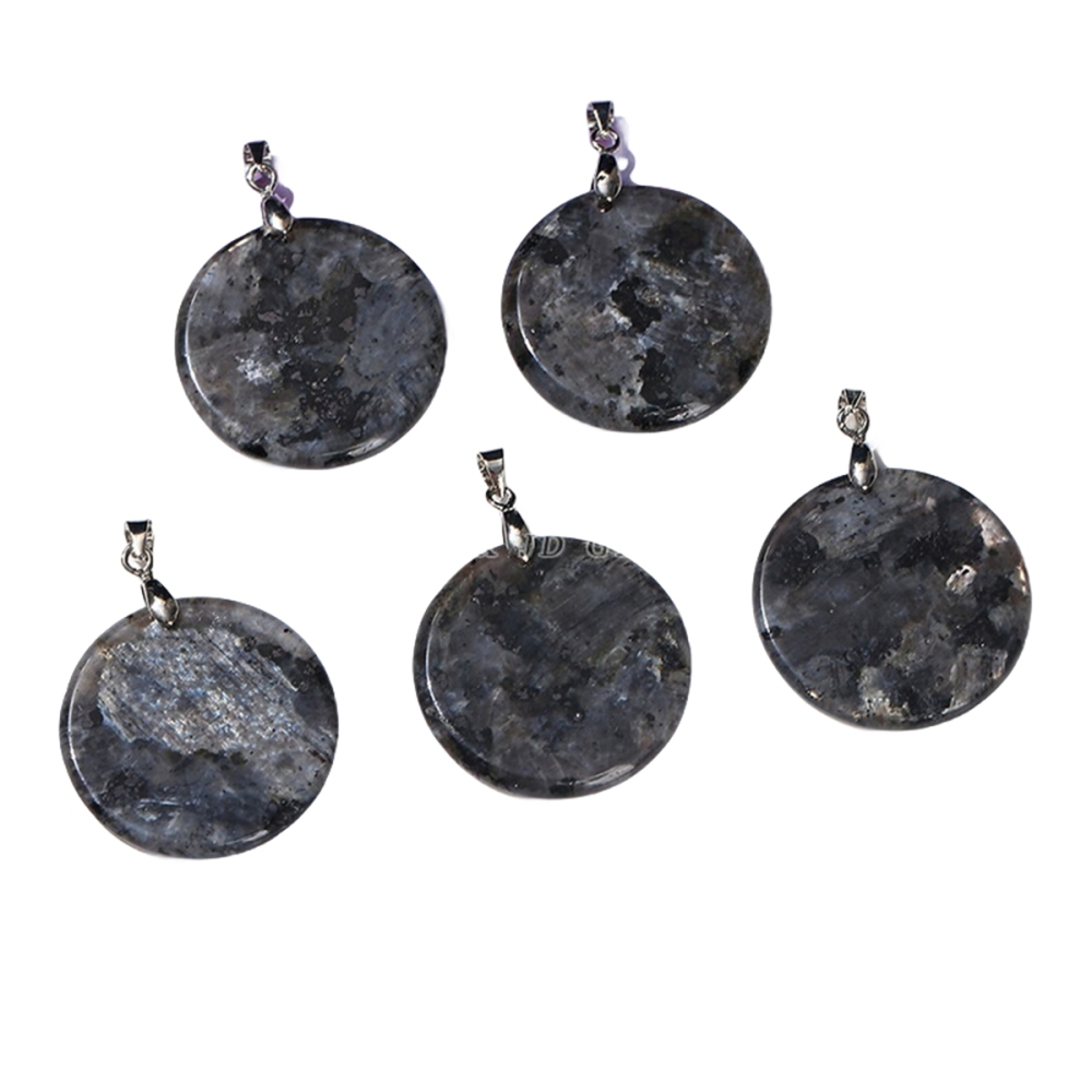 30MM Flat Round Gemstone Disc Pendant Silver Finding Clasp for Making Jewelry