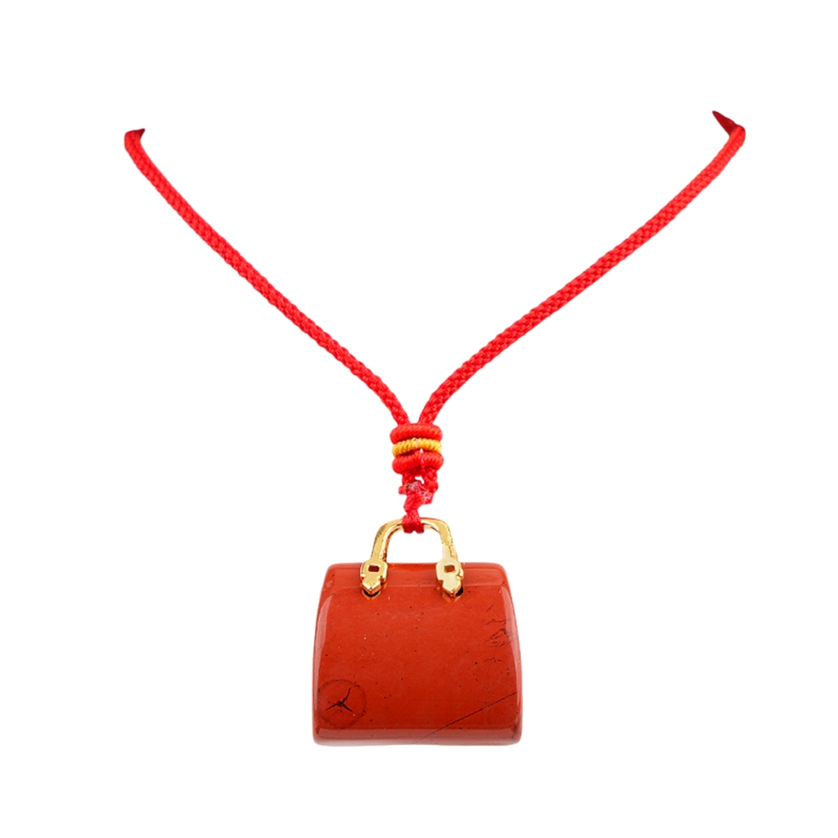 Gold Handbag Gemstone Pendant Necklace Adjustable Rope