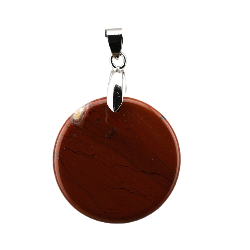 30MM Flat Round Gemstone Disc Pendant Silver Finding Clasp for Making Jewelry