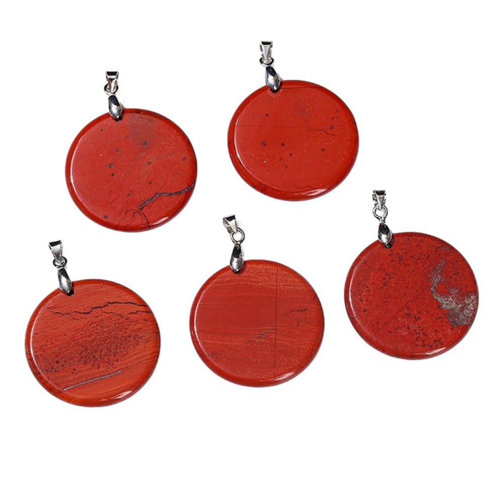 30MM Flat Round Gemstone Disc Pendant Silver Finding Clasp for Making Jewelry