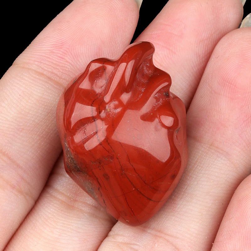Handmade Craved Heart Shape Gemstone Decoration