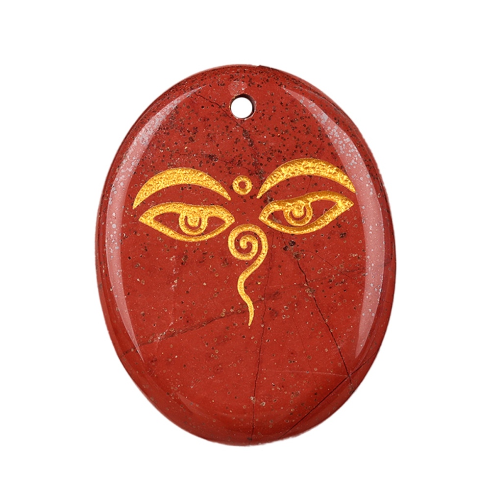 Oval Gemstone Pendant Craved Logo for Making Jewelry 35x45MM Stone Beads Healing Chakra Crystal