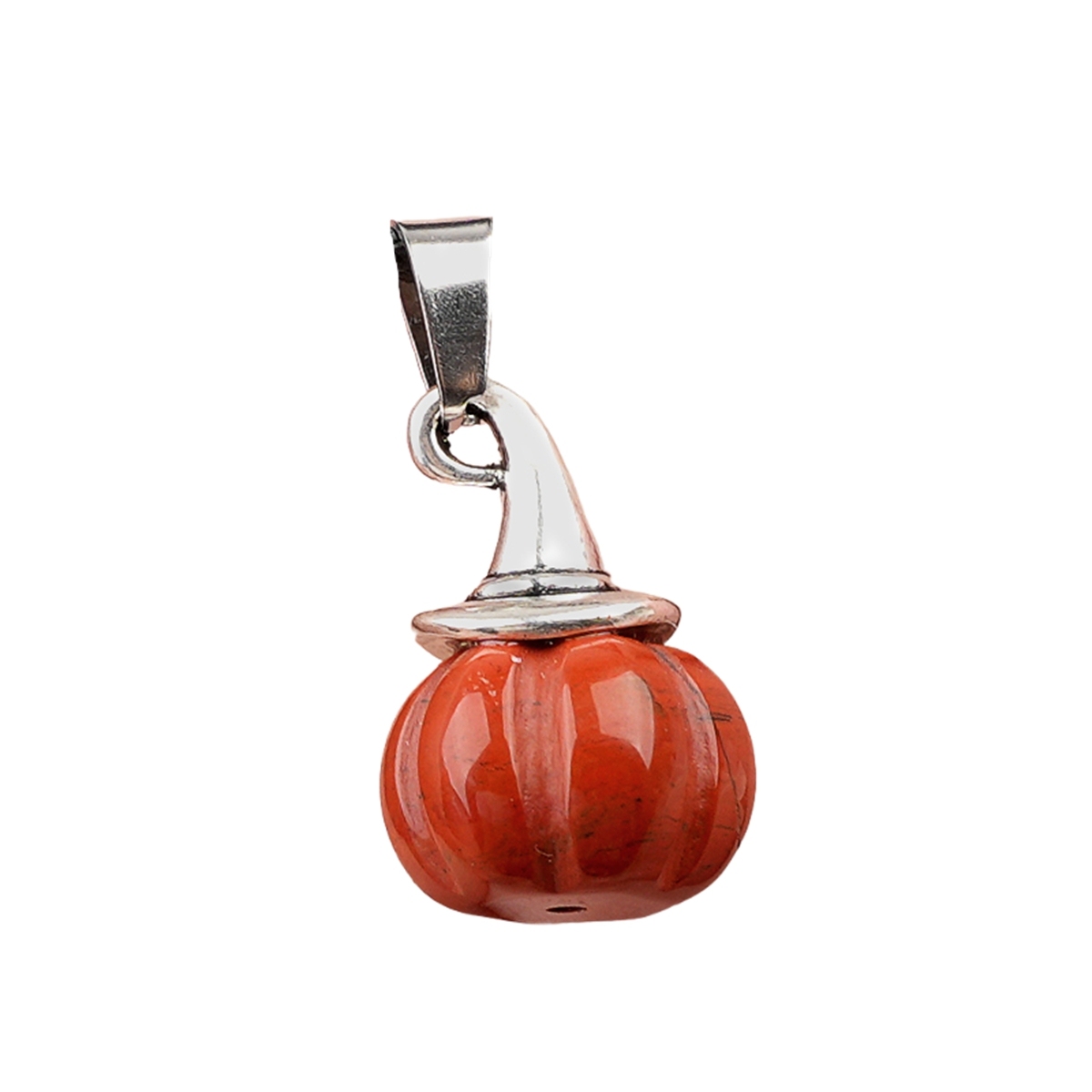 Silver Mini Pumpkin Wizard Hat Gemstone Pendant