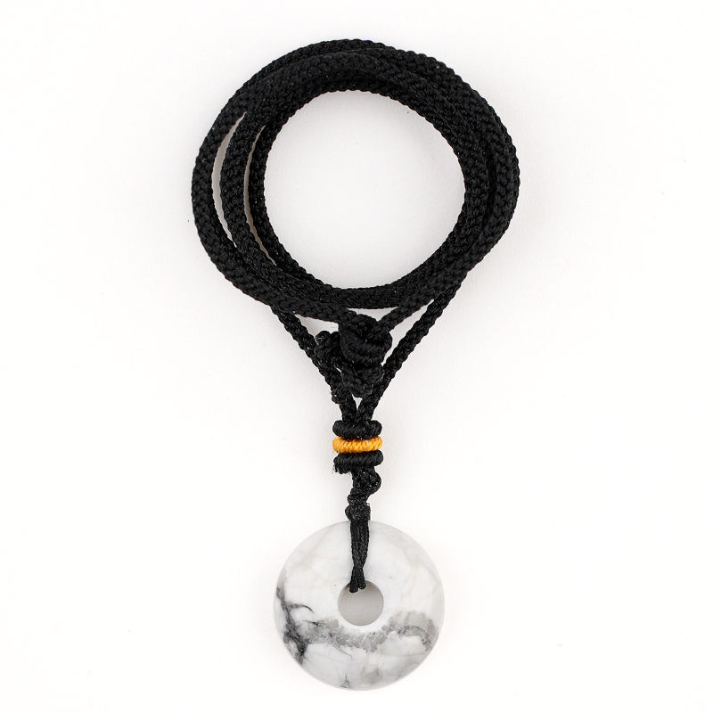 20MM Round Disc Lucky Coin Pingan Pendant Necklace Adjustable Colorful Rope