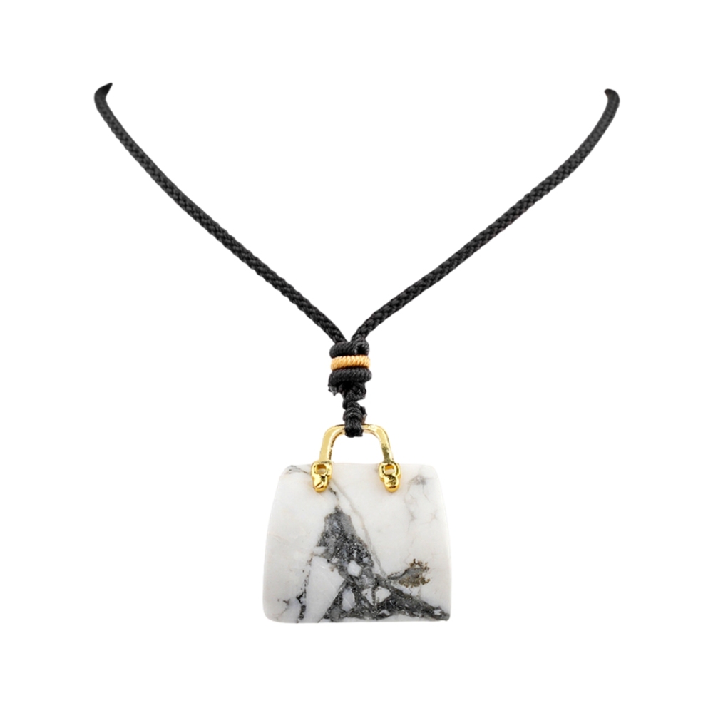 Gold Handbag Gemstone Pendant Necklace Adjustable Rope