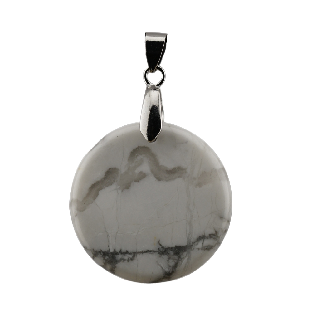 30MM Flat Round Gemstone Disc Pendant Silver Finding Clasp for Making Jewelry