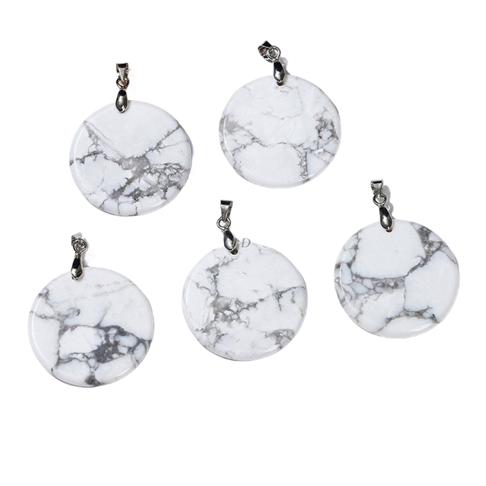 30MM Flat Round Gemstone Disc Pendant Silver Finding Clasp for Making Jewelry