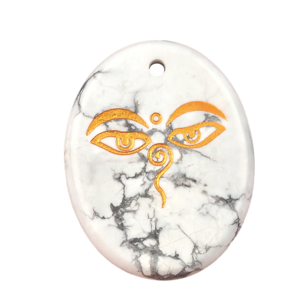 Oval Gemstone Pendant Craved Logo for Making Jewelry 35x45MM Stone Beads Healing Chakra Crystal