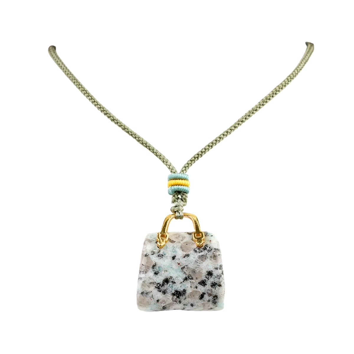 Gold Handbag Gemstone Pendant Necklace Adjustable Rope
