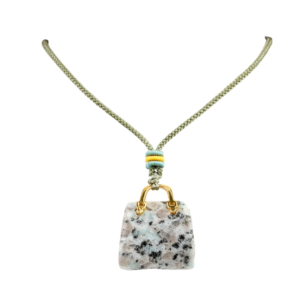 Gold Handbag Gemstone Pendant Necklace Adjustable Rope