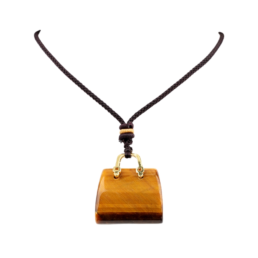 Gold Handbag Gemstone Pendant Necklace Adjustable Rope