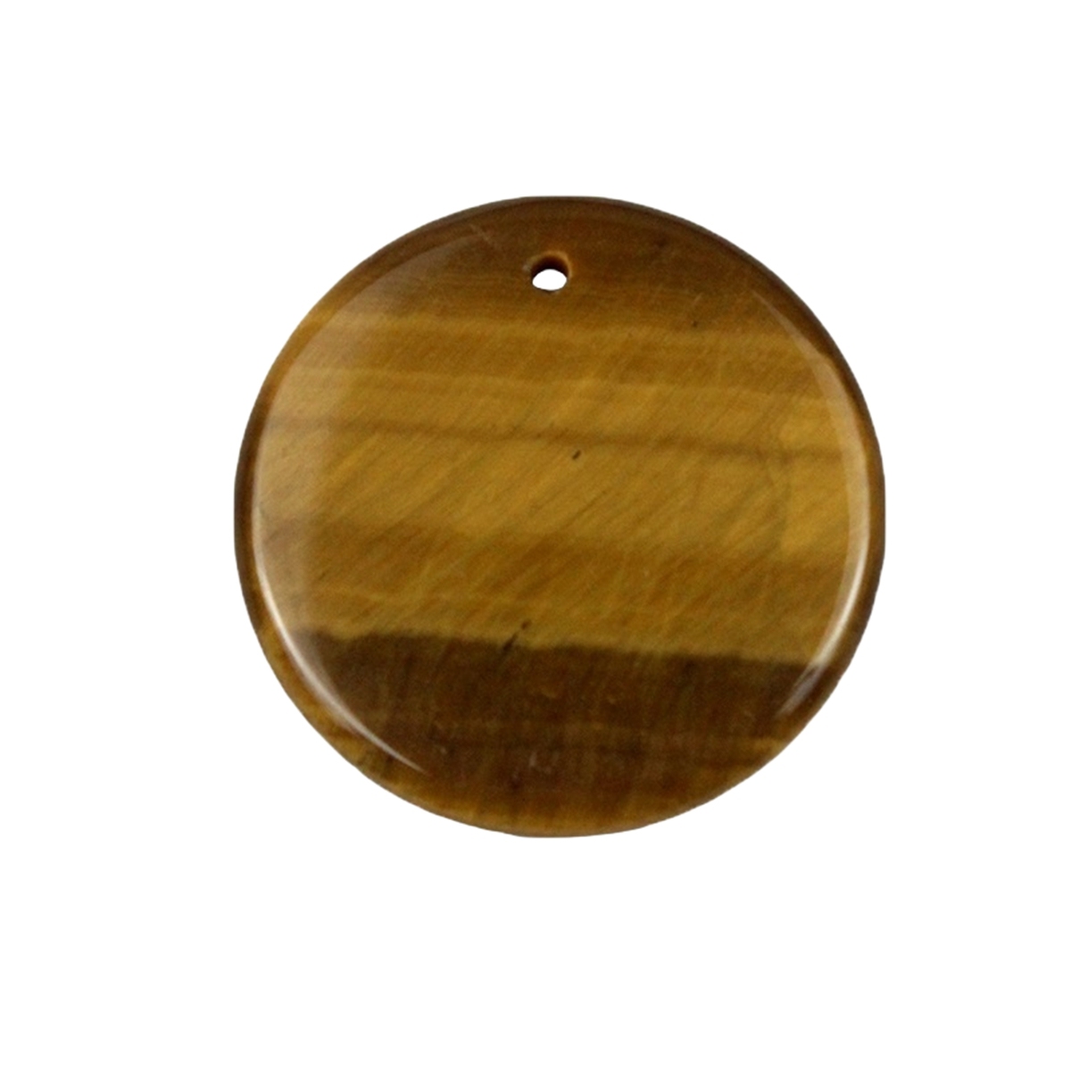 30MM Flat Round Gemstone Disc Pendant Necklace 45CM Silver O Chain