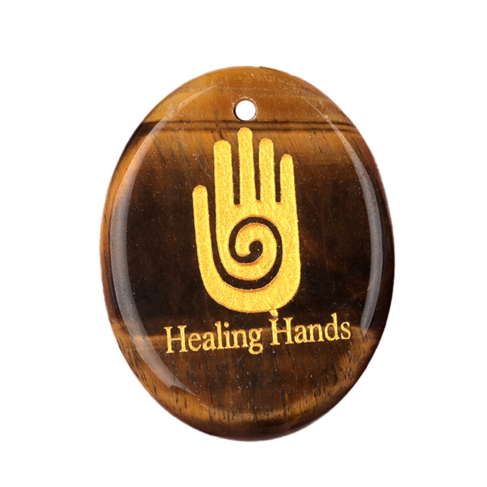 Oval Gemstone Pendant Craved Logo for Making Jewelry 35x45MM Stone Beads Healing Chakra Crystal