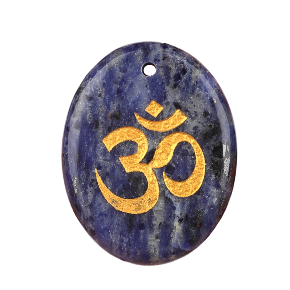 Oval Gemstone Pendant Craved Logo for Making Jewelry 35x45MM Stone Beads Healing Chakra Crystal