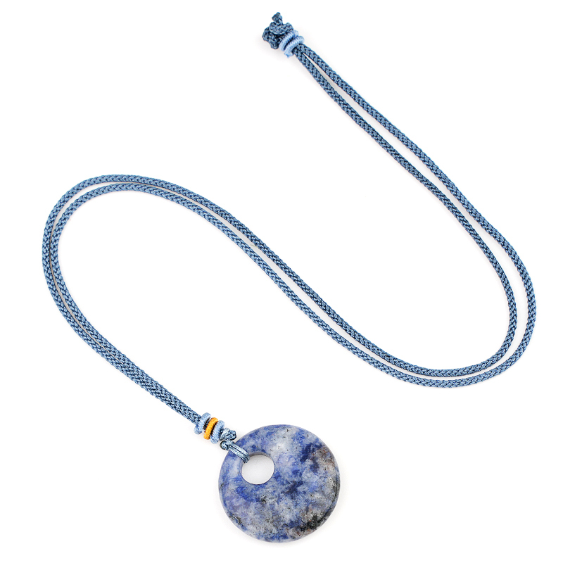 30MM Round Disc Lucky Coin Pingan Pendant Necklace Adjustable Rope