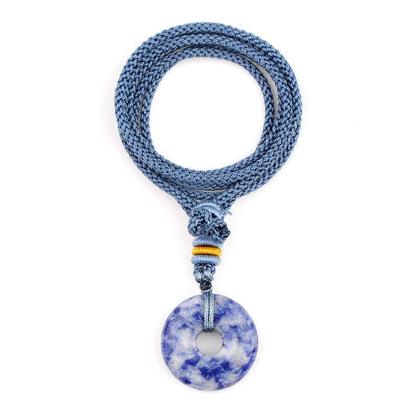 20MM Round Disc Lucky Coin Pingan Pendant Necklace Adjustable Colorful Rope