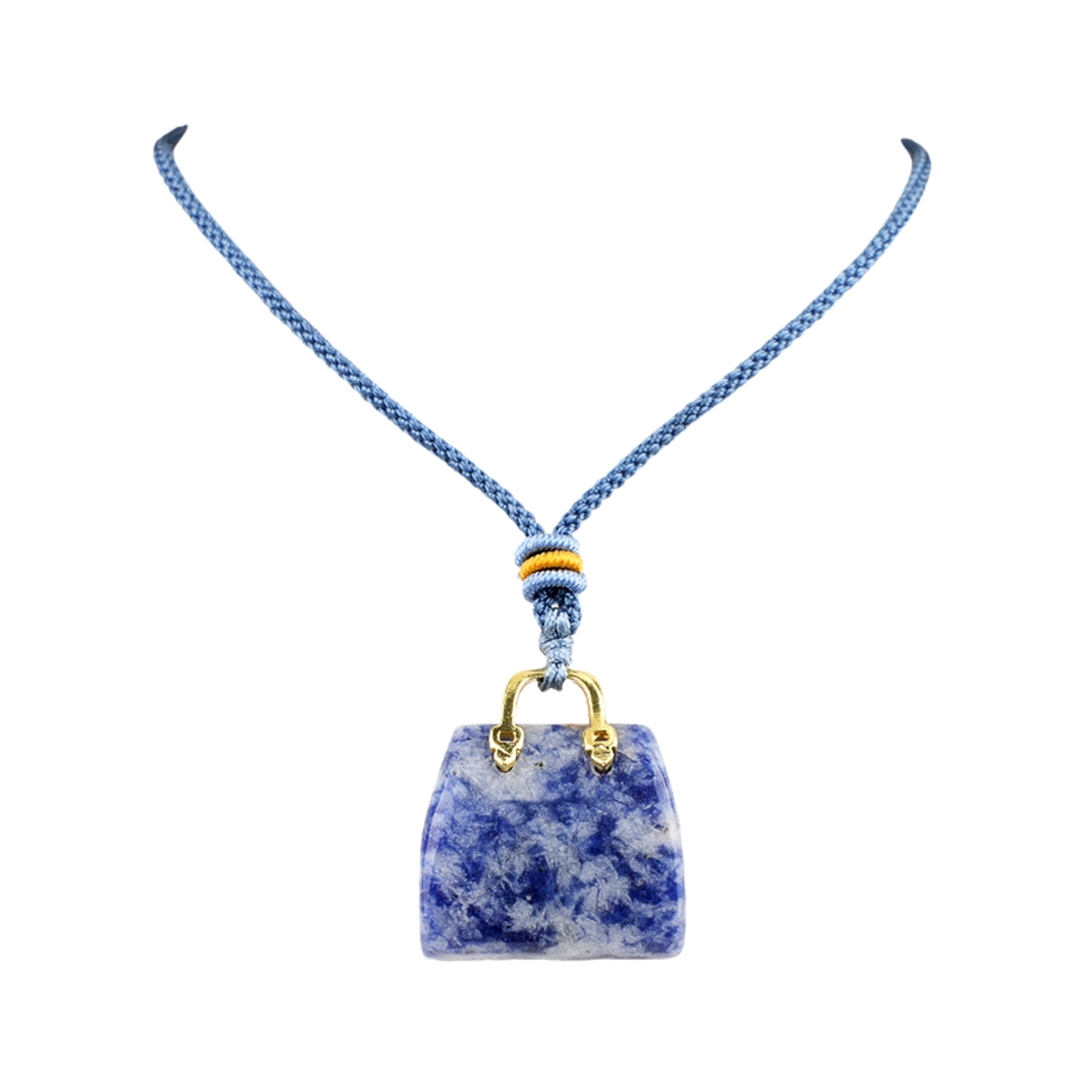 Gold Handbag Gemstone Pendant Necklace Adjustable Rope