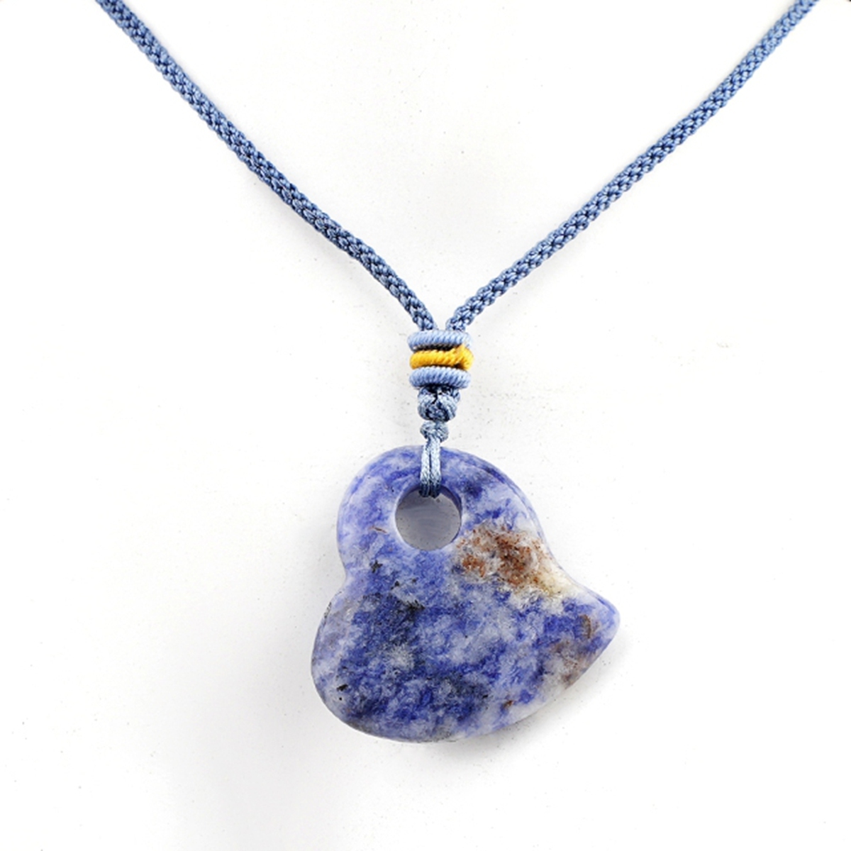 30MM Love Heart Stone Pendant Necklace Adjustable Colorful Rope