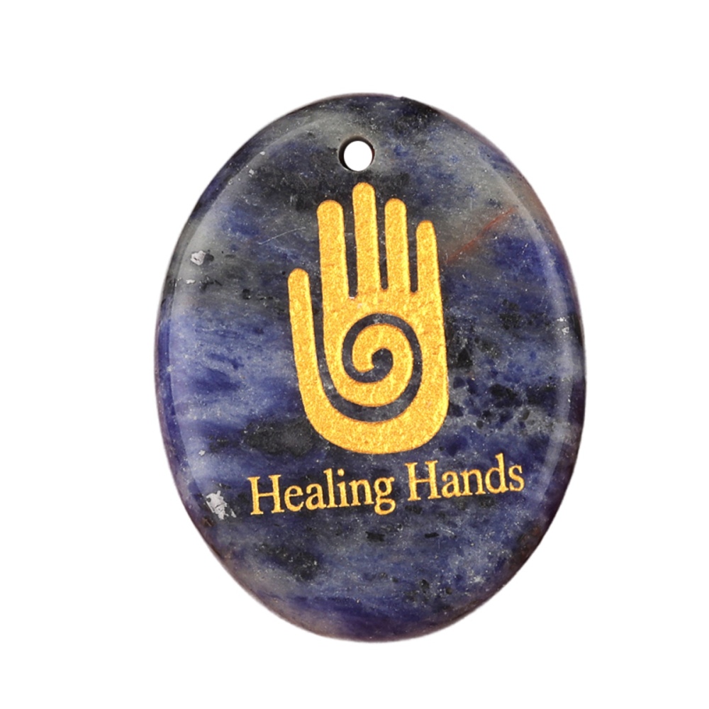 Oval Gemstone Pendant Craved Logo for Making Jewelry 35x45MM Stone Beads Healing Chakra Crystal