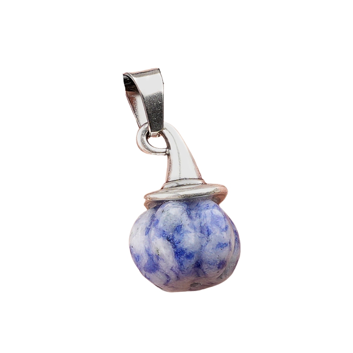Silver Mini Pumpkin Wizard Hat Gemstone Pendant