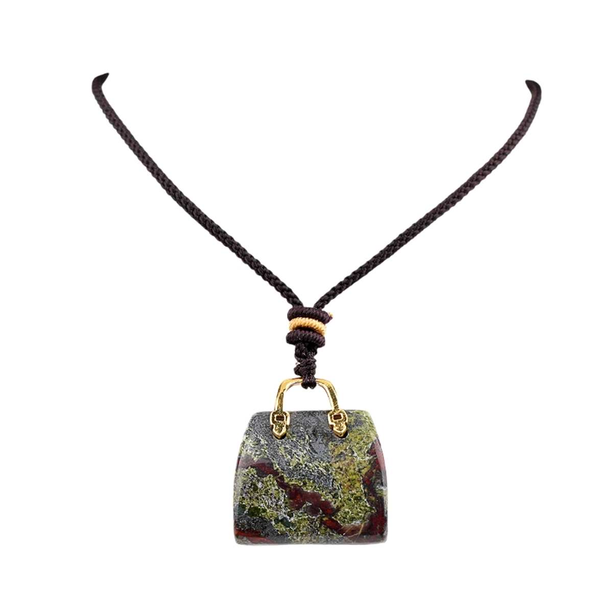Gold Handbag Gemstone Pendant Necklace Adjustable Rope