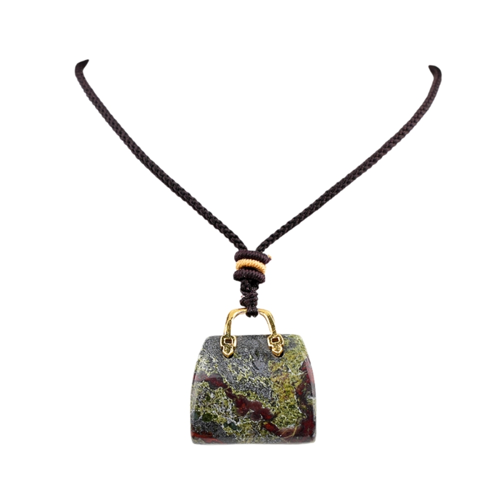Gold Handbag Gemstone Pendant Necklace Adjustable Rope